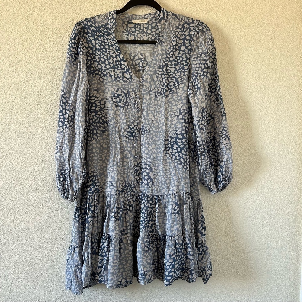 Love Stitch Women’s Long Sleeve Dress Small Blue Cottage Core Western Country